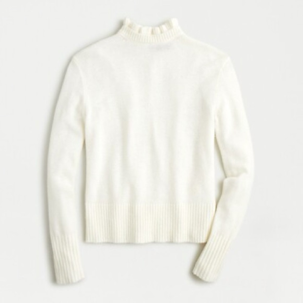 J. Crew Wool Blend Ruffle Neck Sweater